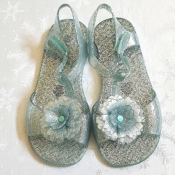Old Navy Lot of (2) Pair Glitter Jelly Sandals Blue & Silver Toddler Girl 11 - Picture 4 of 11